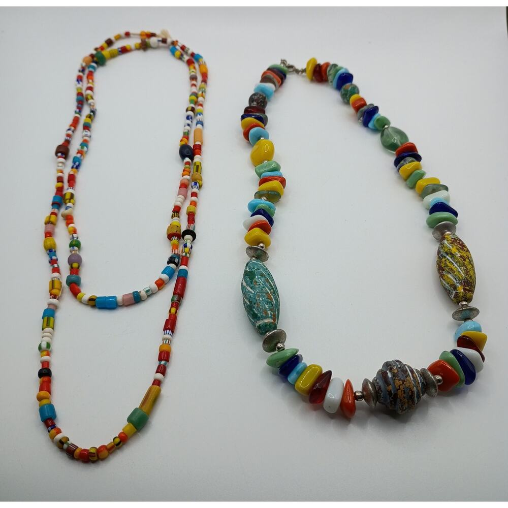 Colorful Vintage Glass & Beaded Necklace Lot – 2 Necklaces - Picture 4 of 4